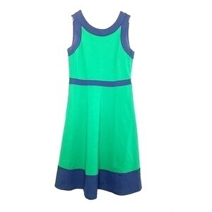 Lands' End midi dress girl's size 12 green and blue sleeveless casual